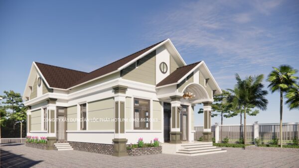 nông thôn nhà cấp 4 mái thái 3 phòng ngủ 120m2